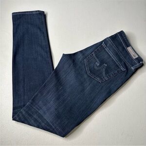 AG ADRIANO GOLDSCHMIED THE PRIMA MID RISE CIGARETTE DARK DENIM SKINNY JEANS 24